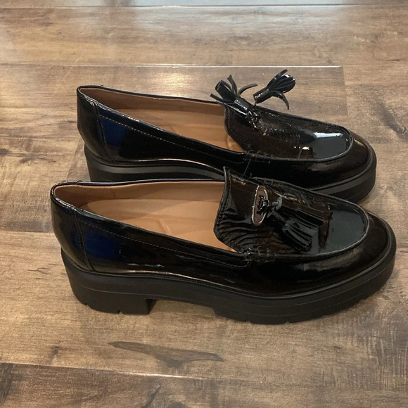 Naturalizer Womens Nieves Black Patent Leather Slip On Loafers Shoes 9.5M - Picture 4 of 6